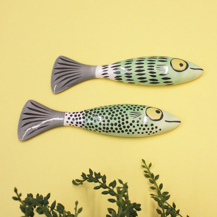 Slim Fish Ceramic Wall Art - Jade Green