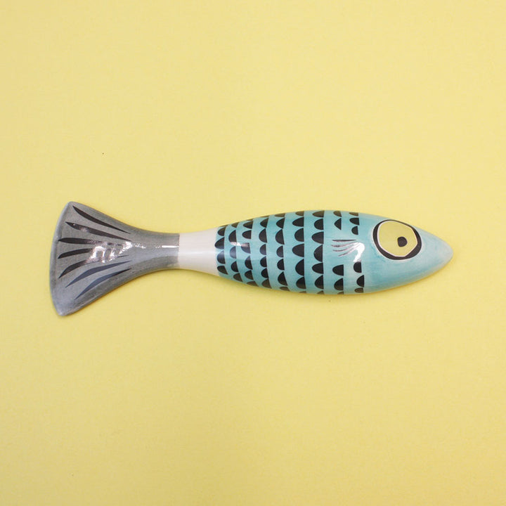 Slim Fish Ceramic Wall Art - Teal Blue