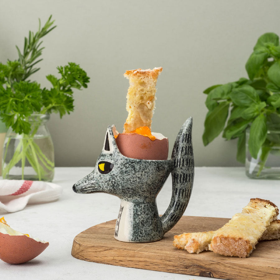 Handmade Ceramic Wolf Egg Cup by Hannah Turner