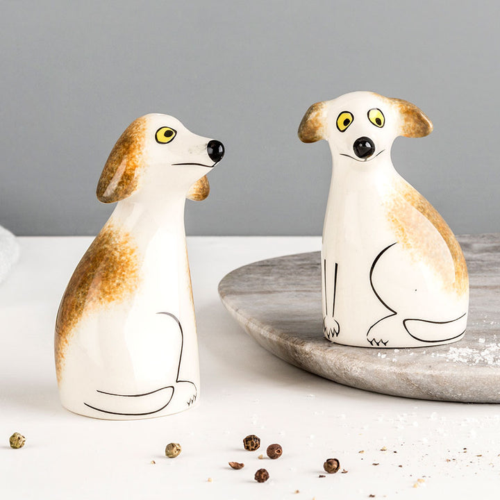 Handmade Ceramic Scruffy Dog Salt and Pepper Shakers by Hannah Turner
