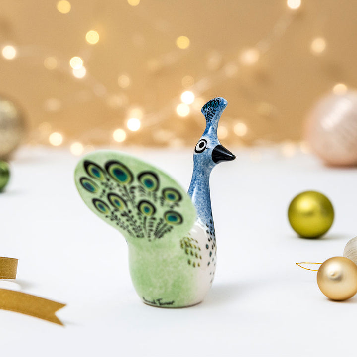 handmade ceramic peacock christmas tree decoration