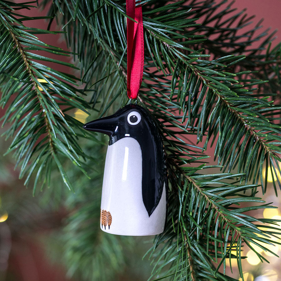 Handmade Ceramic Penguin Hanging Decoration by Hannah Turner