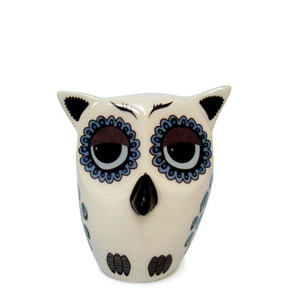 Handmade Ceramic Blue Baby Owl Ornament by Hannah Turner