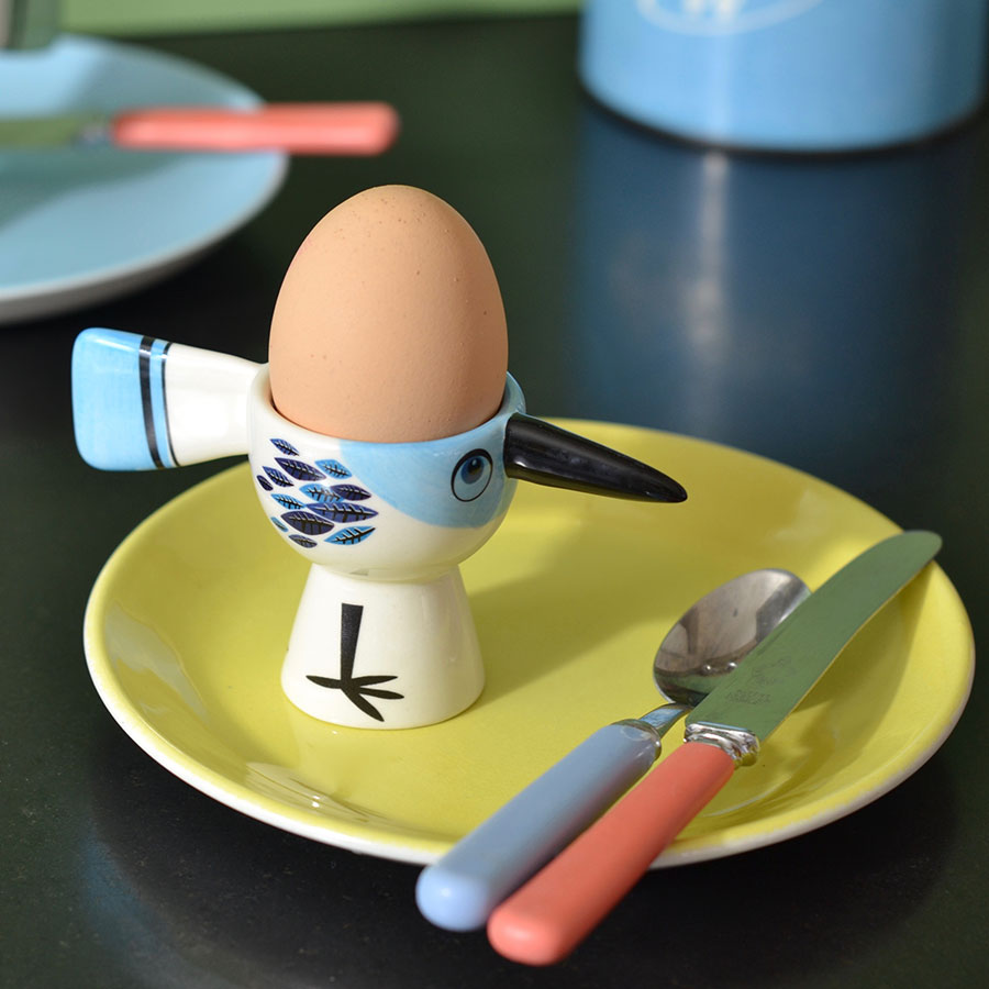 Handmade Ceramic Blue Bird Egg Cup by Hannah Turner