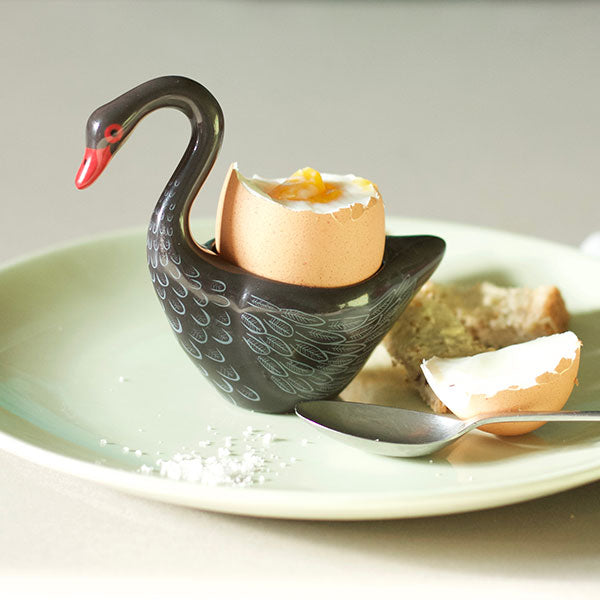 Handmade Ceramic Black Swan Egg Cup by Hannah Turner