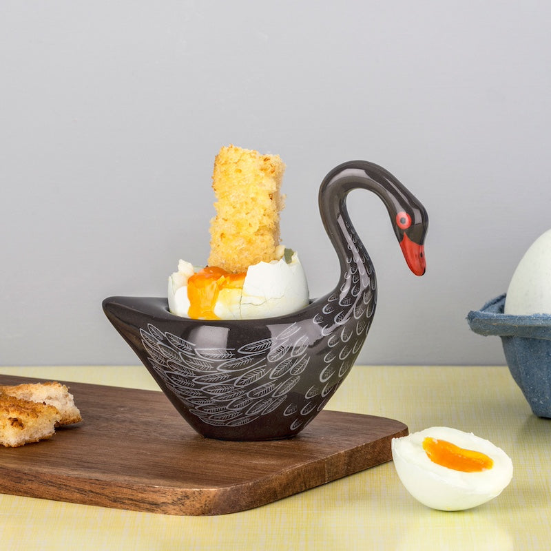 Handmade Ceramic Black Swan Egg Cup by Hannah Turner