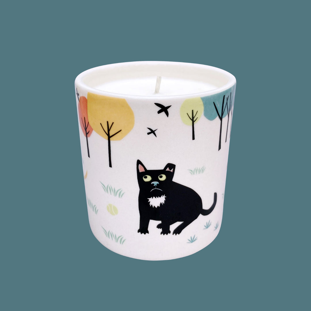 Handmade Ceramic Dog Design Scented Candle by Hannah Turner