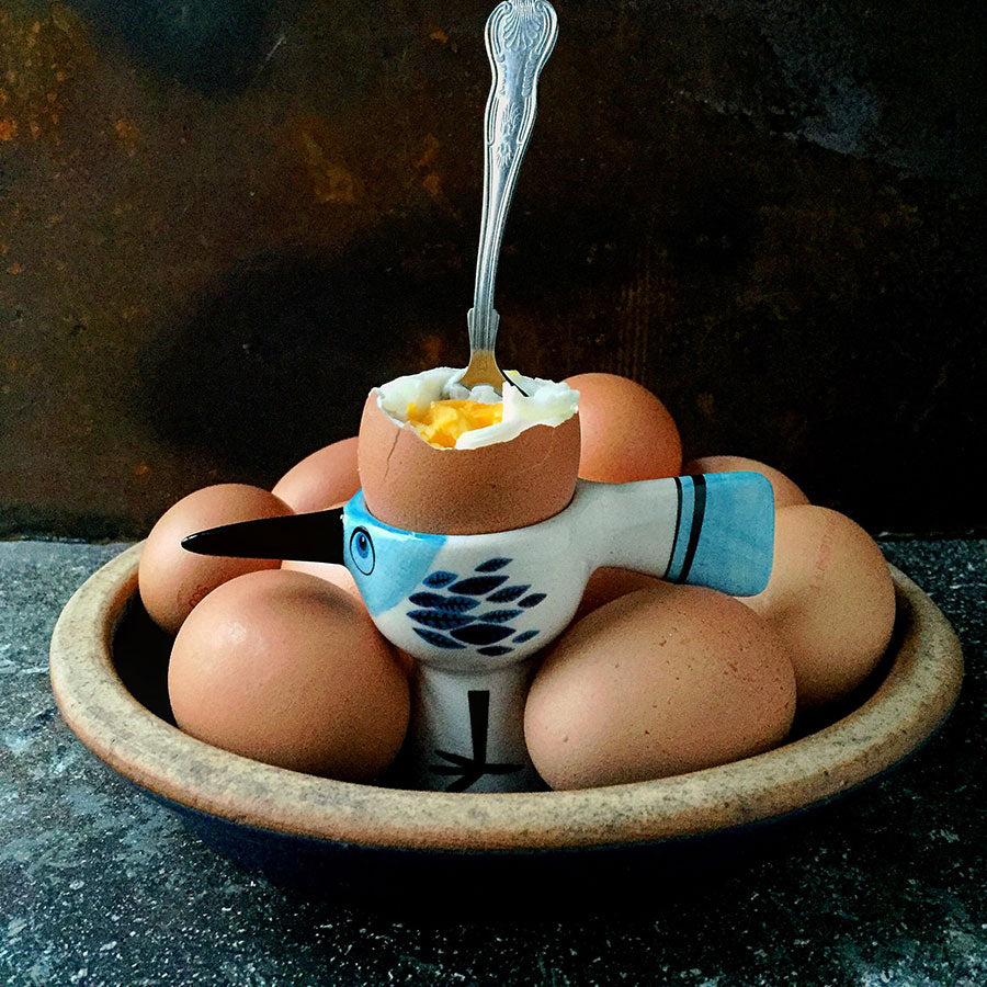 Handmade Ceramic Blue Bird Egg Cup by Hannah Turner
