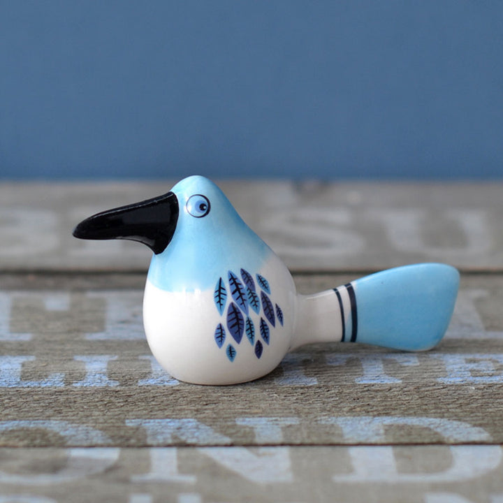 Handmade Ceramic Blue Baby Bird Ornament by Hannah Turner