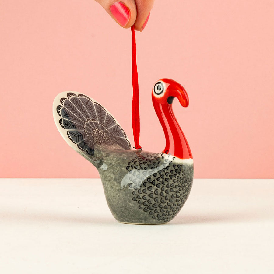 Handmade Ceramic Turkey Hanging Decoration by Hannah Turner