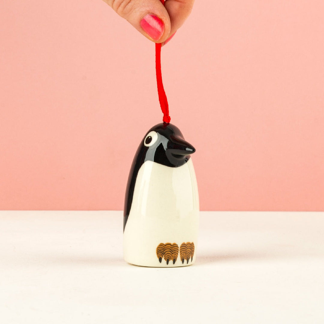 Handmade Ceramic Penguin Hanging Decoration by Hannah Turner