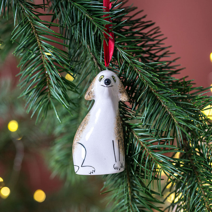 Handmade Ceramic Dog Hanging Decoration by Hannah Turner