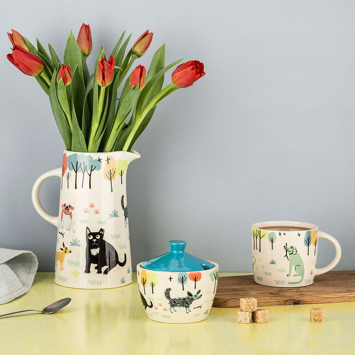 Handmade Ceramic Dog Tall Jug, sugar bowl, mug by Hannah Turner