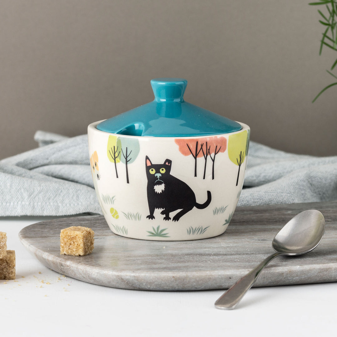 Handmade Ceramic Dog Sugar Pot with Lid by Hannah Turner