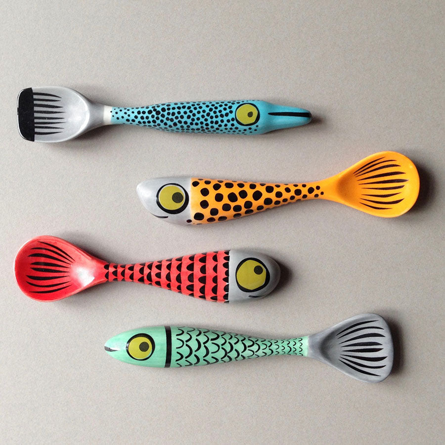 Handmade Ceramic Fish Spoons box of four by Hannah Turner