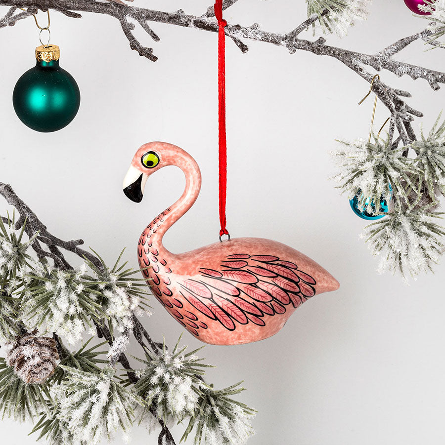 Handmade Ceramic Flamingo Hanging Decoration by Hannah Turner