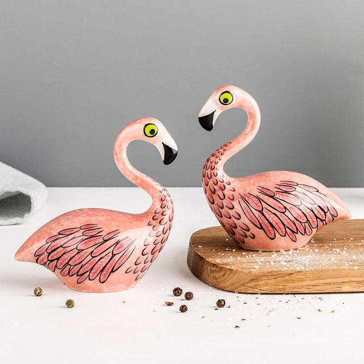 Handmade Ceramic Flamingo Salt and Pepper Shakers by Hannah Turner