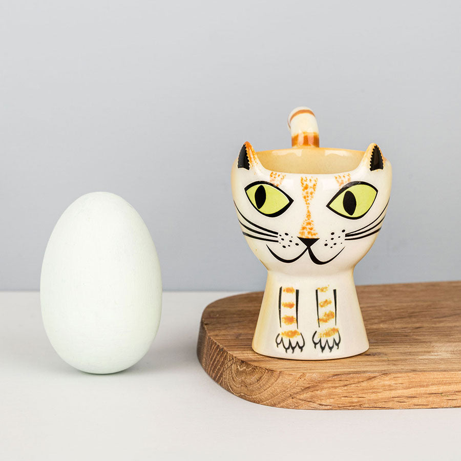 Handmade Ceramic Ginger Cat Egg Cup by Hannah Turner