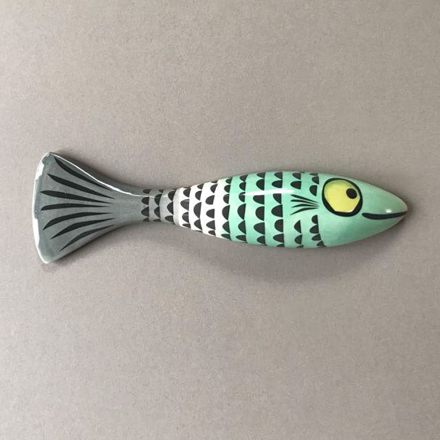 Handmade Ceramic Green Slim Fish with Scales by Hannah Turner