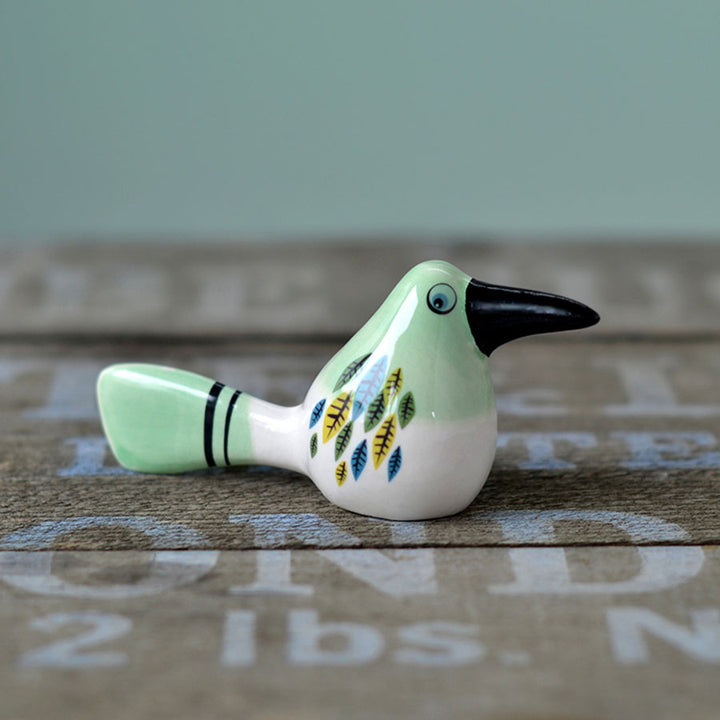 Handmade Ceramic Green Baby Bird Ornament by Hannah Turner