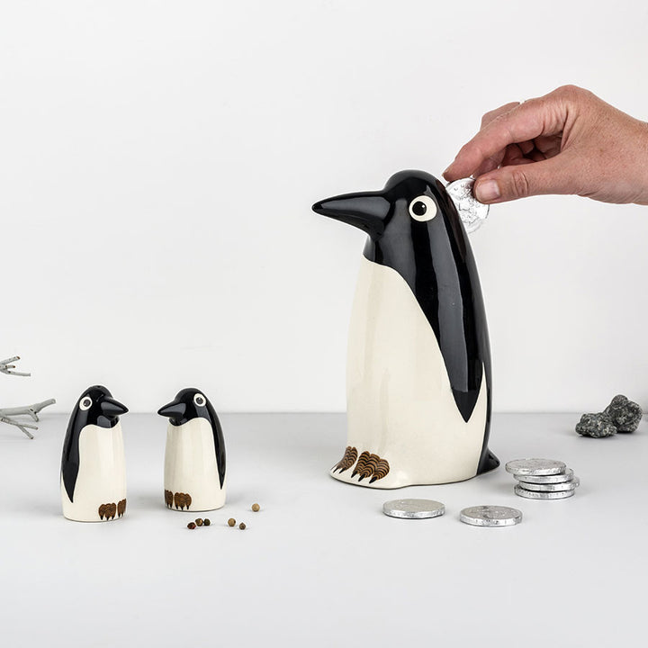 Handmade Ceramic Penguin Money Box by Hannah Turner