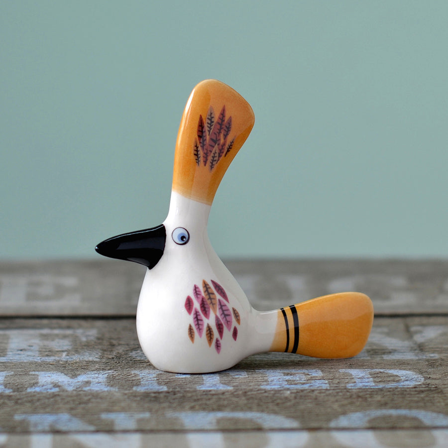Handmade Ceramic Yellow 'Crested Baby' Bird Ornament by Hannah Turner