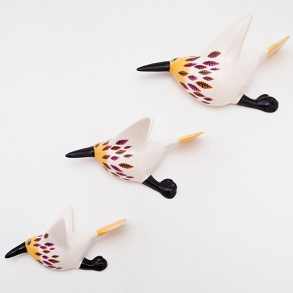 Wall-mounted Ceramic Flying Bird Trio Orange