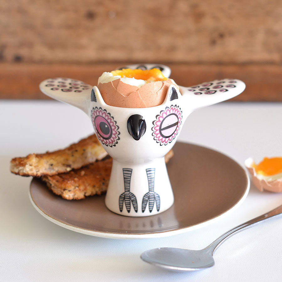 Handmade Ceramic Pink Owl Egg Cup by Hannah Turner