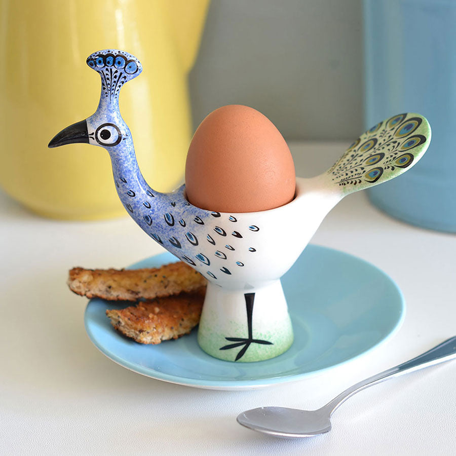 Handmade Ceramic Peacock Egg Cup by Hannah Turner