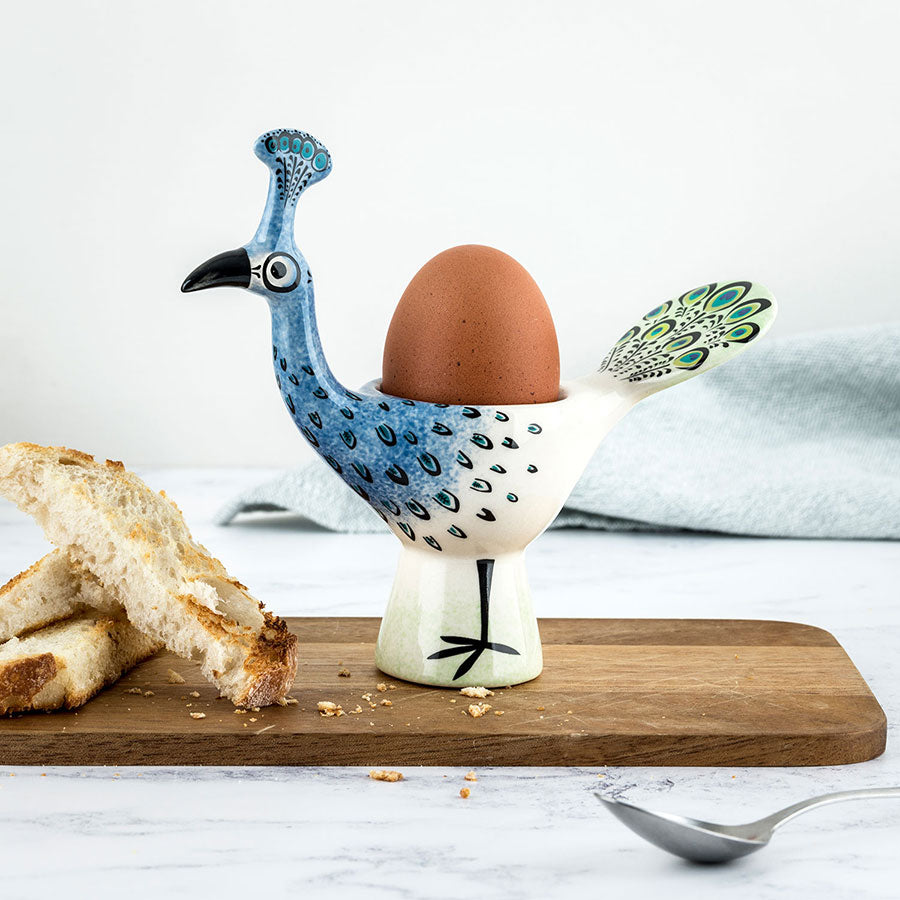 Handmade Ceramic Peacock Egg Cup by Hannah Turner