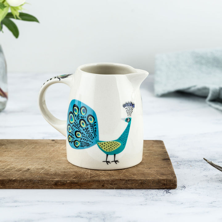 Handmade Ceramic Peacock Small Jug by Hannah Turner