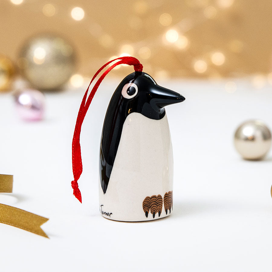 Handmade Ceramic Penguin Hanging Decoration by Hannah Turner
