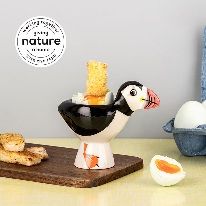 Handmade Ceramic Puffin Egg Cup by Hannah Turner
