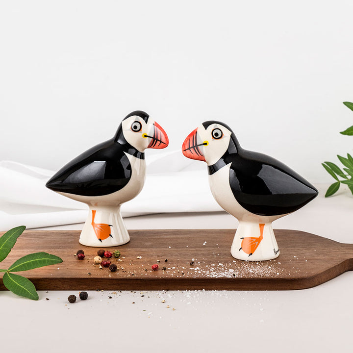 Handmade Ceramic Puffin Salt and Pepper Shakers by Hannah Turner 