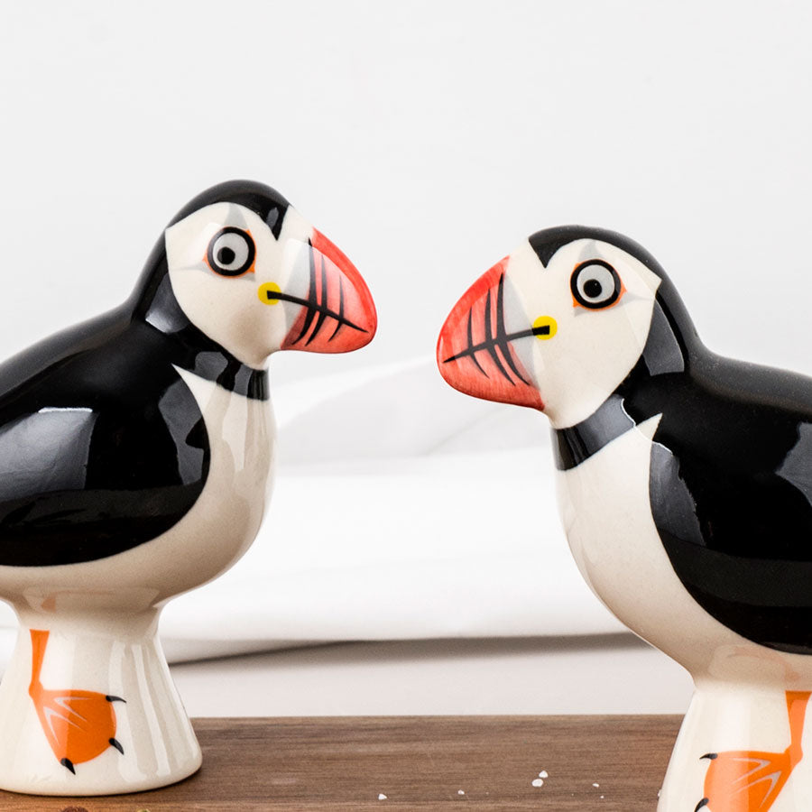 Handmade Ceramic Puffin Salt and Pepper Shakers by Hannah Turner 
