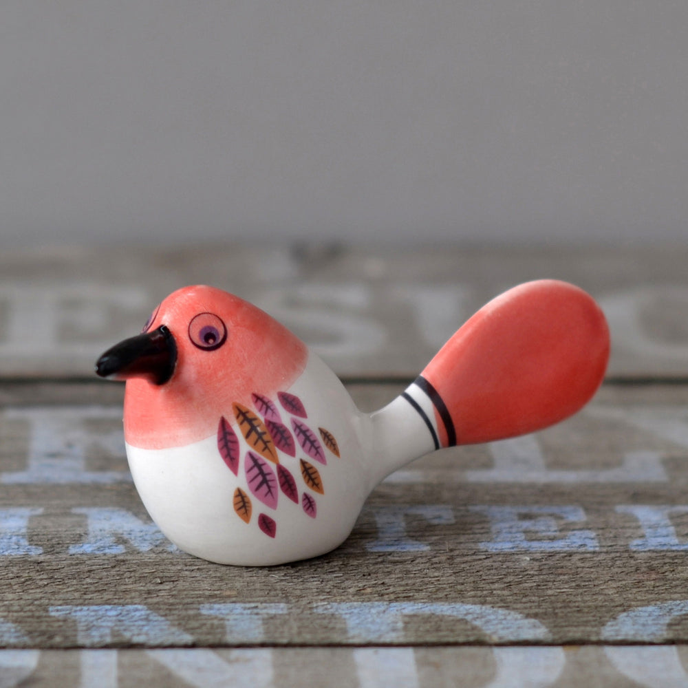 Handmade Ceramic Red 'Fantail' Bird Ornament by Hannah Turner
