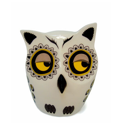 Handmade Ceramic Yellow Small Owl Ornament by Hannah Turner