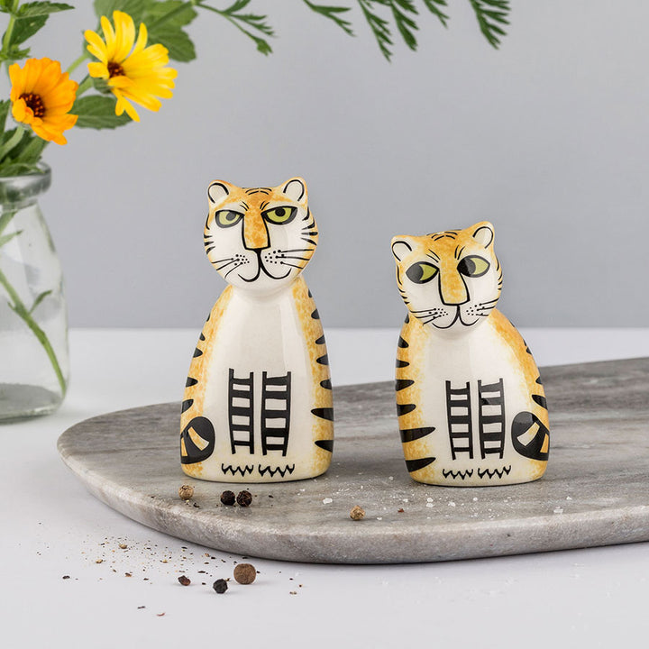 Handmade Ceramic Tiger Salt and Pepper Shakers by Hannah Turner