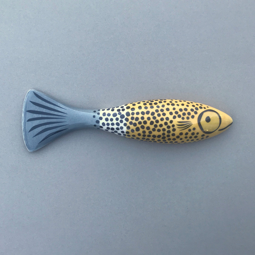 Wall-Mounted Slim Fish Ornament in Orange with Spots