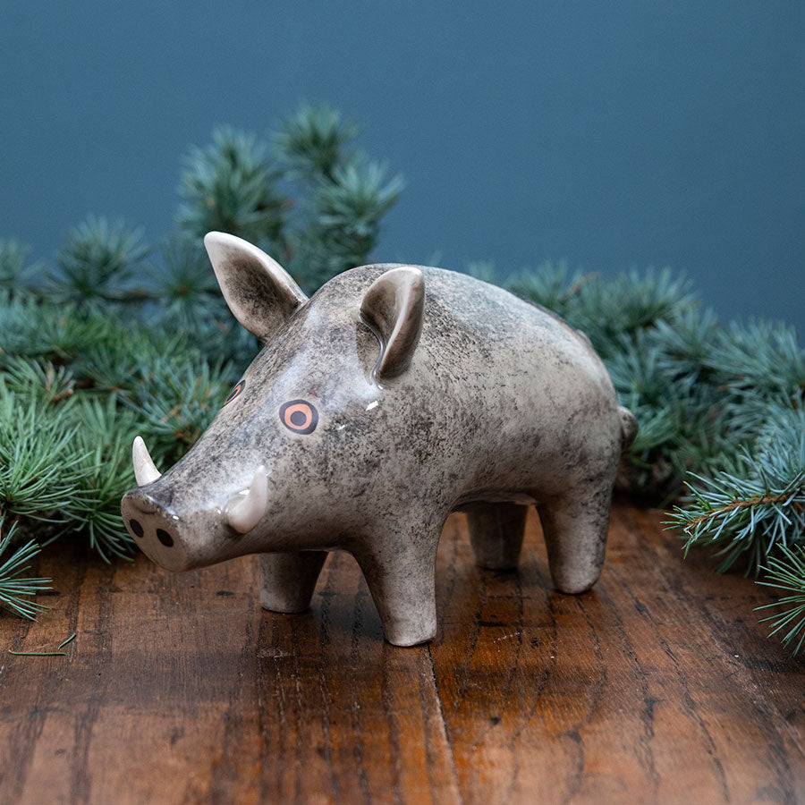 Handmade Ceramic Wild Boar Ornament by Hannah Turner