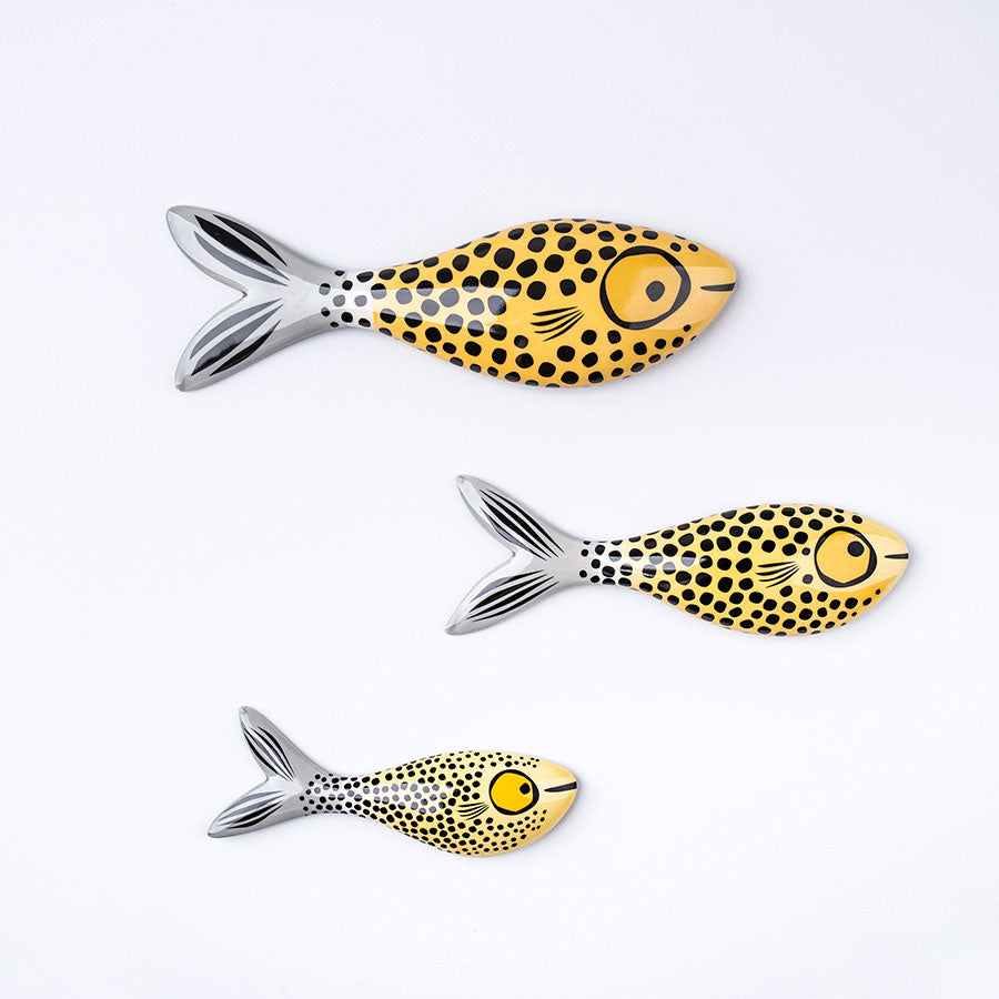 Handmade Ceramic Set of 3 Orange Wall-mounted Fish